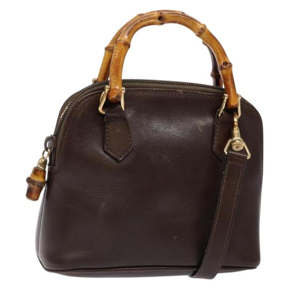 GUCCI Bamboo Shoulder Bag Leather Brown Gold 007 2032 007 2032 - Picture 1 of 16